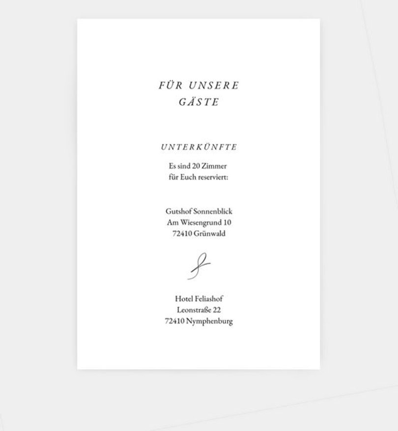 Einlegeblatt bedruckt Hochzeit Elegant Script