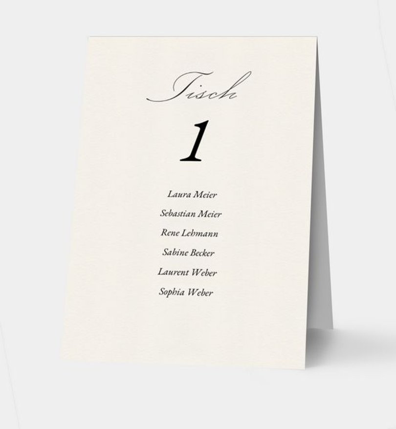 Gruppentischkarte Hochzeit Elegant Script