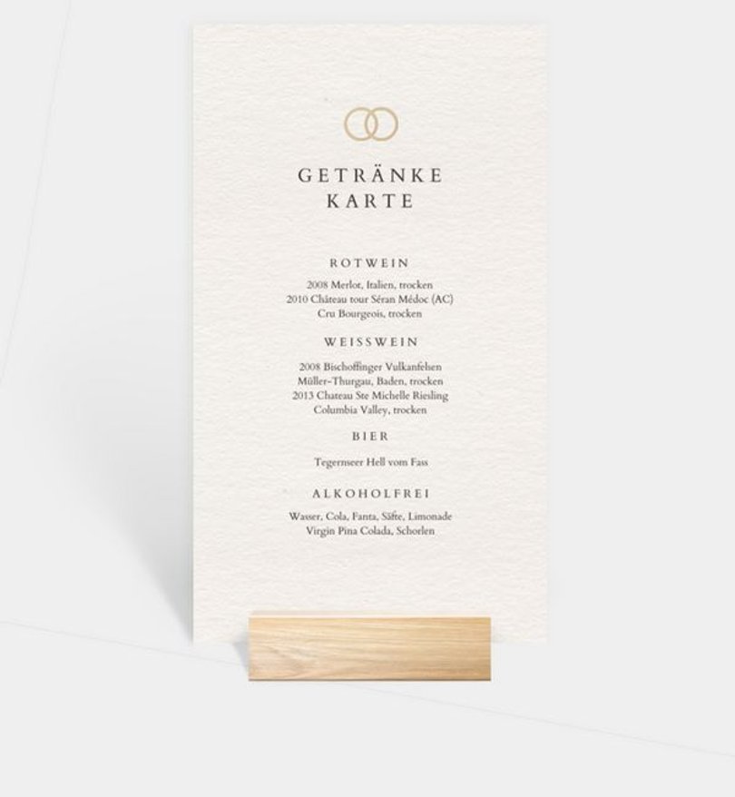 Getränkekarte Hochzeit Soulmates