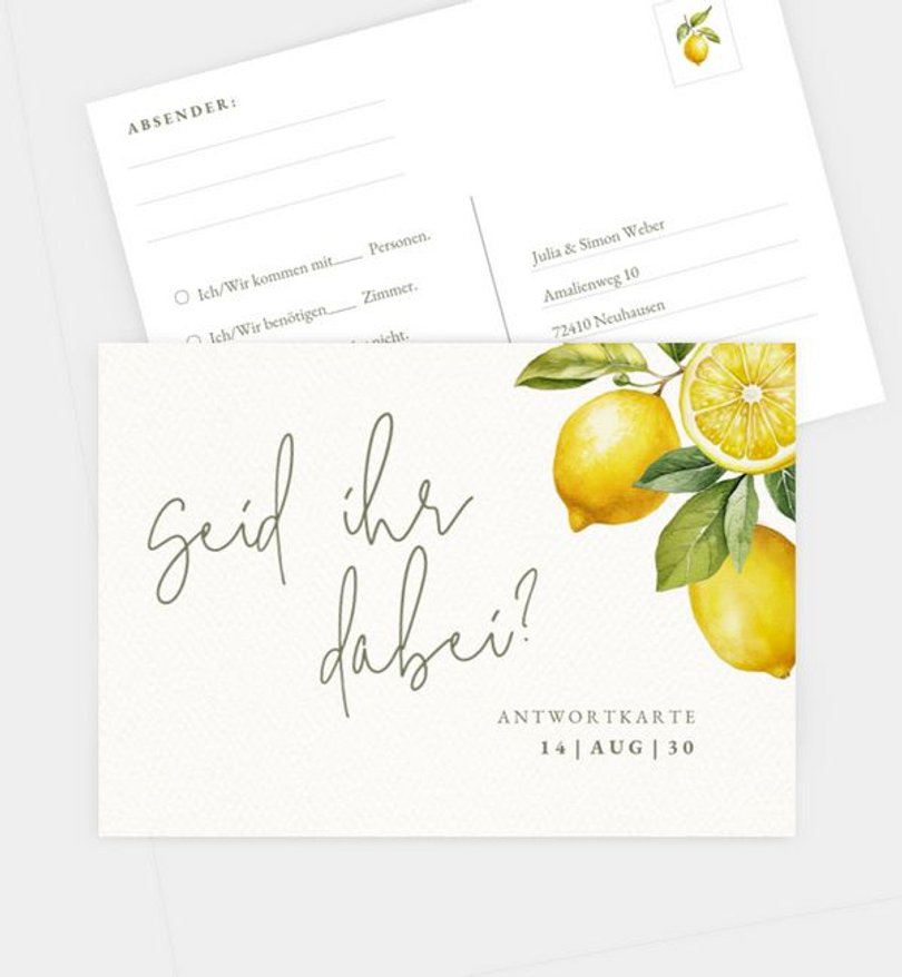 Antwortkarte Hochzeit Lemon Summer