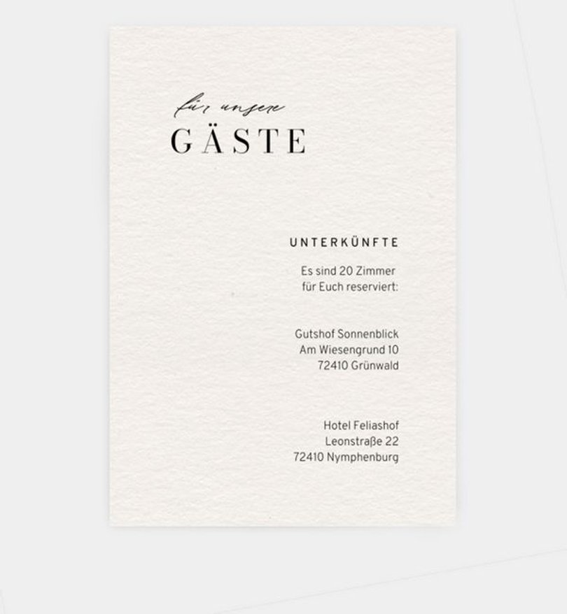 Einlegeblatt bedruckt Hochzeit Ease