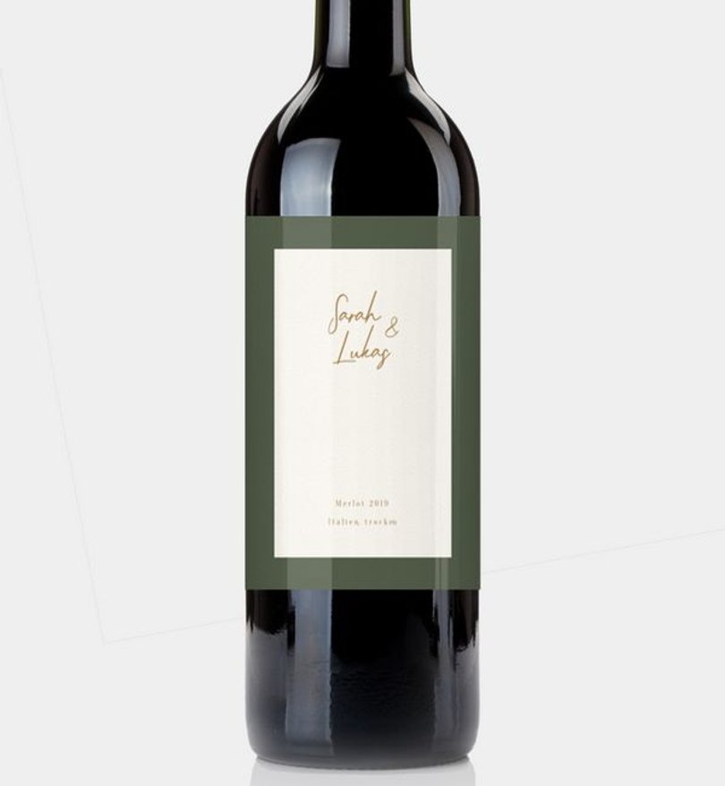 Flaschenetikett Hochzeit Bold Frame