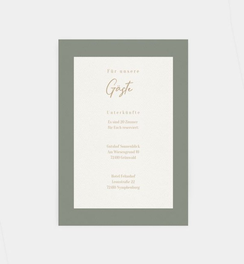 Einlegeblatt bedruckt Hochzeit Bold Frame