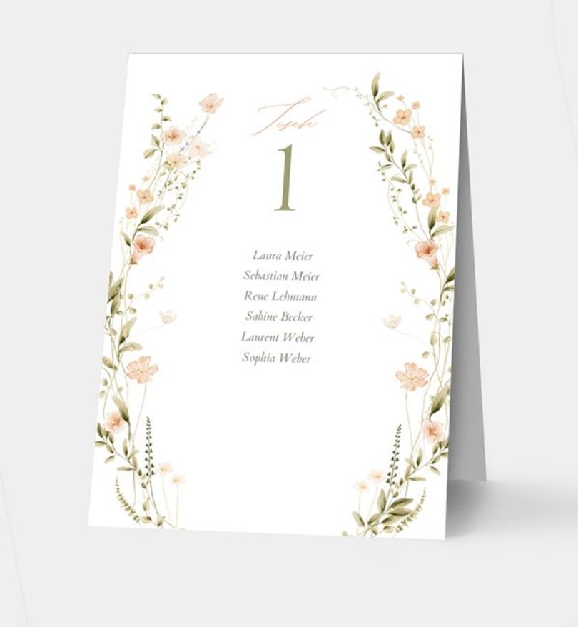 Gruppentischkarte Hochzeit Flower Whispers