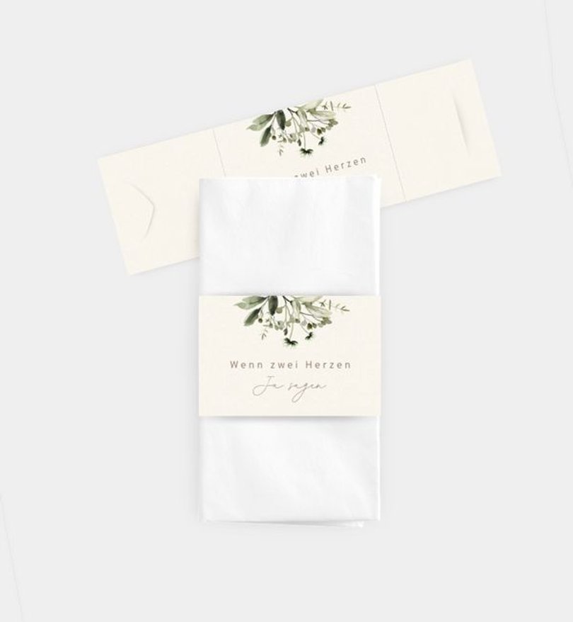 Taschentücher Banderole Hochzeit Natural Bouquet