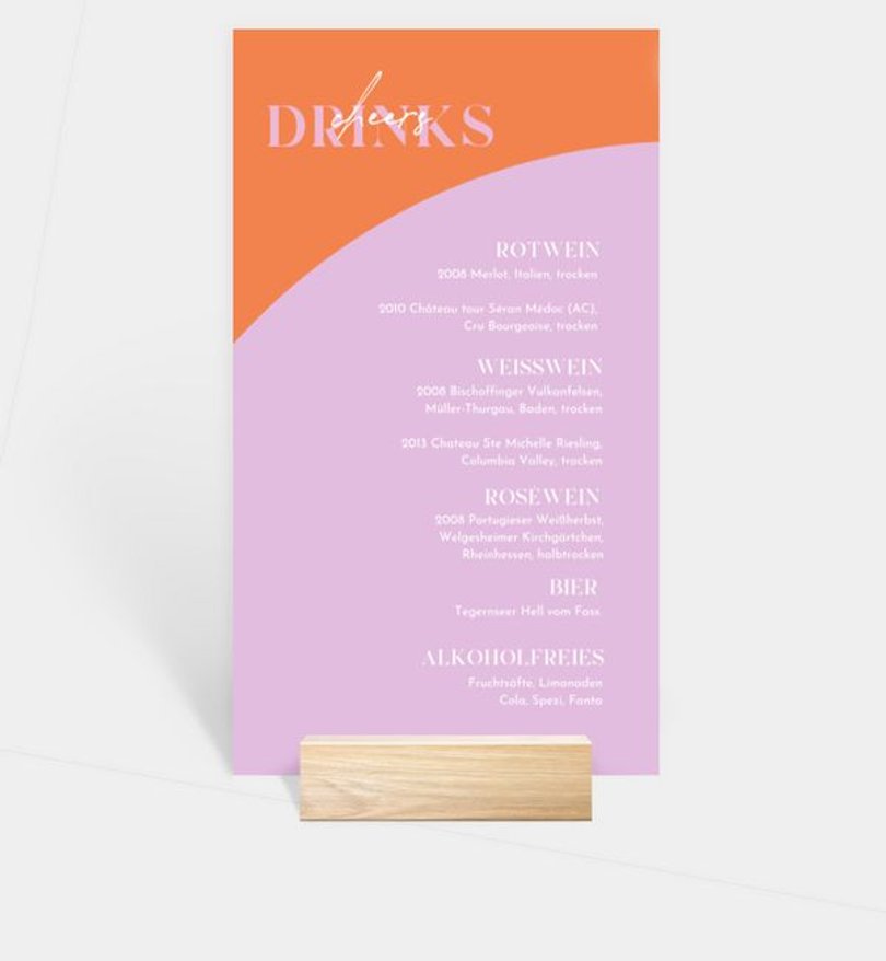 Menükarte Hochzeit Color Pop