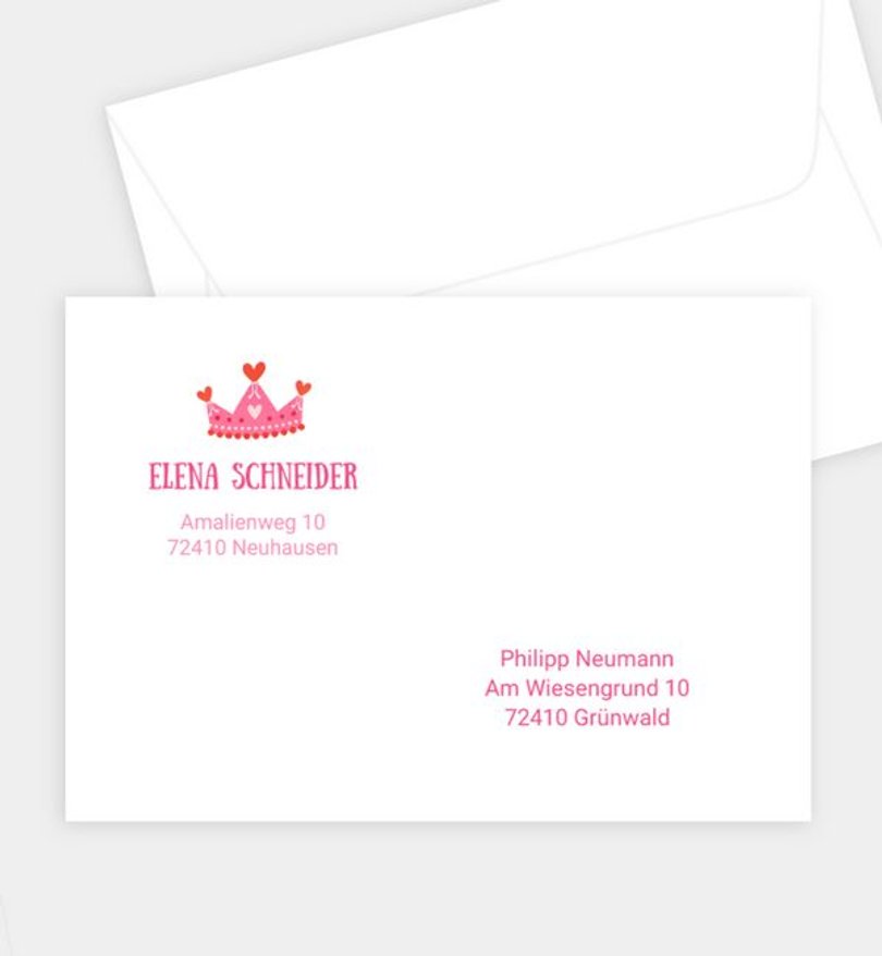 Briefumschlag Kindergeburtstag Prinzessin