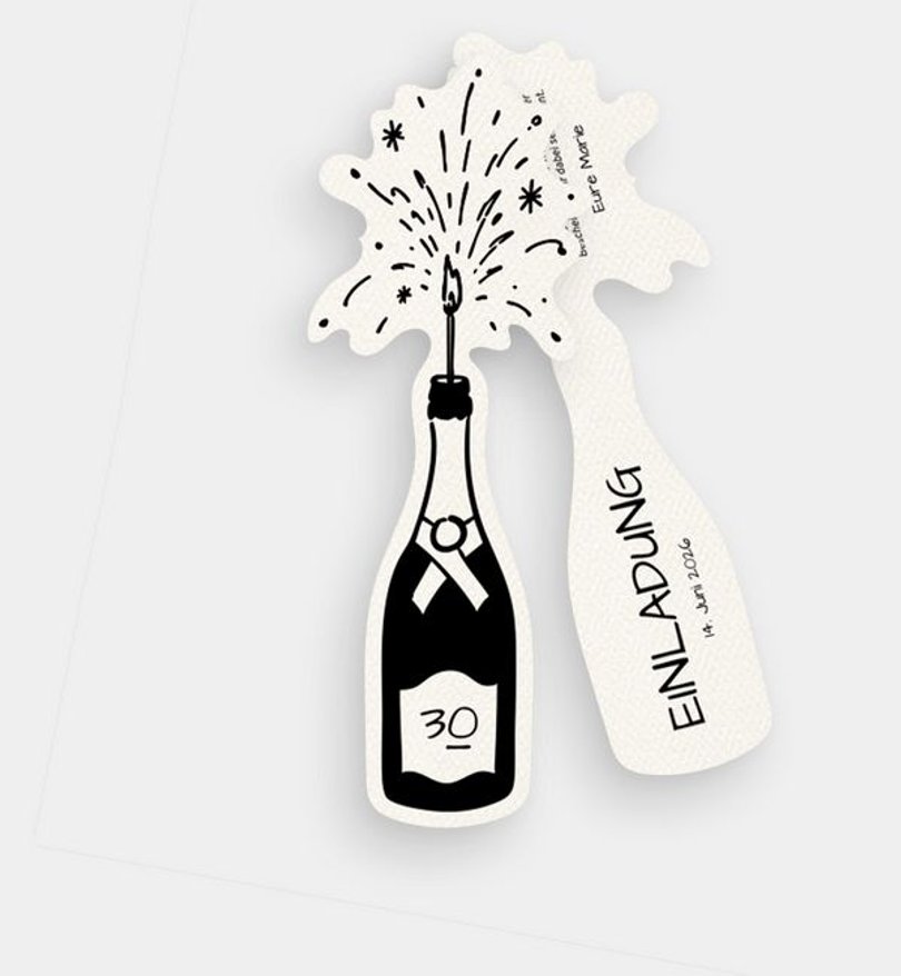 Einladungskarte Geburtstag Champagner Fontäne