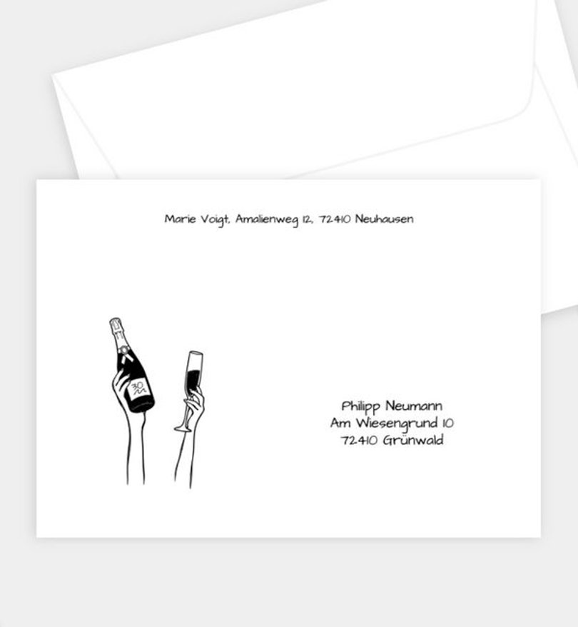 Briefumschlag Geburtstag Champagner Fontäne