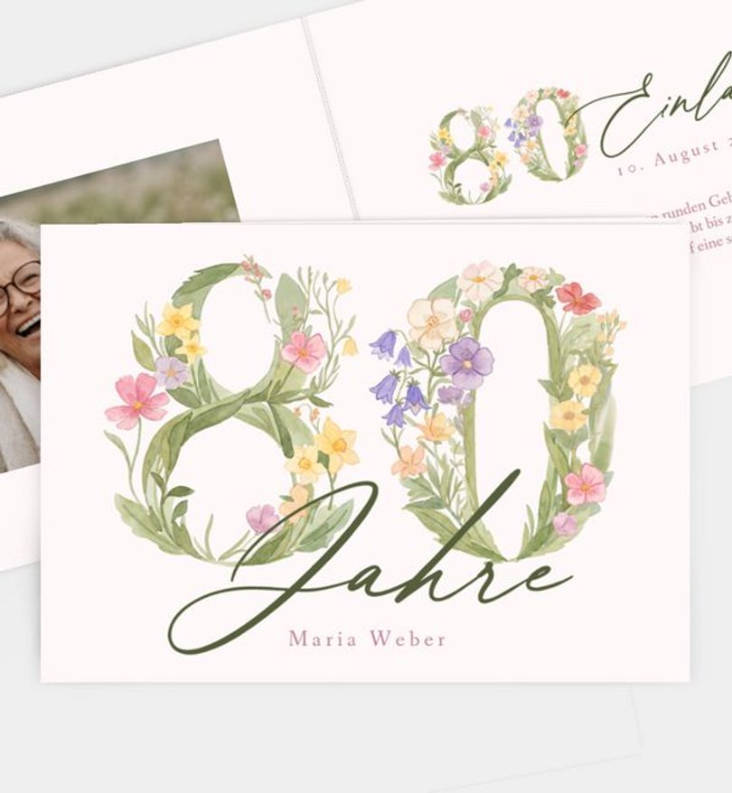 Einladungskarte Geburtstag Floral Number