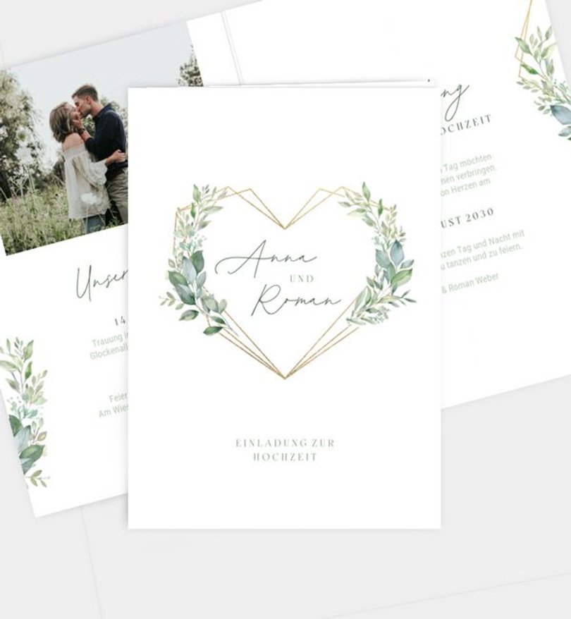Einladungskarte Hochzeit Crystal Heart