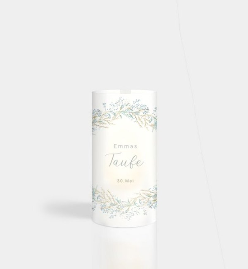 Windlichtkarte Taufe Sanfter Kranz