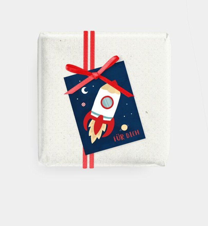 Geschenkanhänger Einschulung Rakete