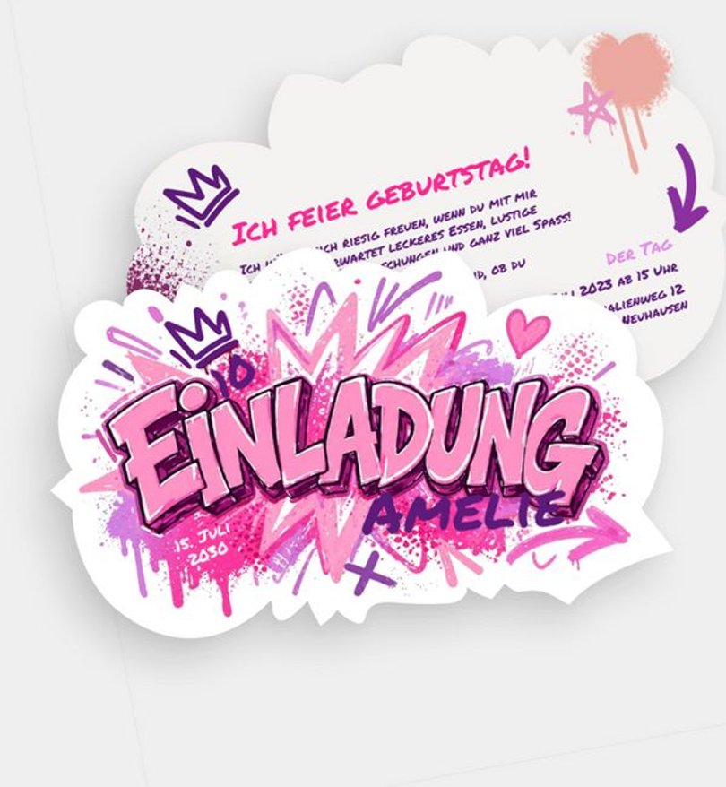 Einladungskarte Kindergeburtstag Graffiti