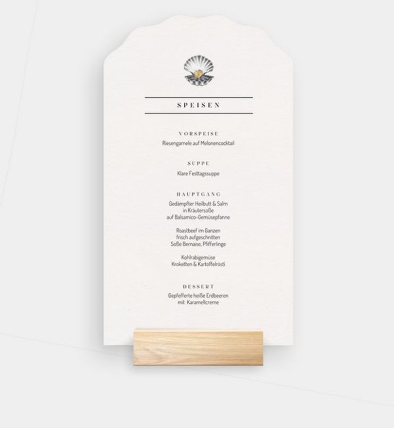 Menükarte Hochzeit Golden Sea