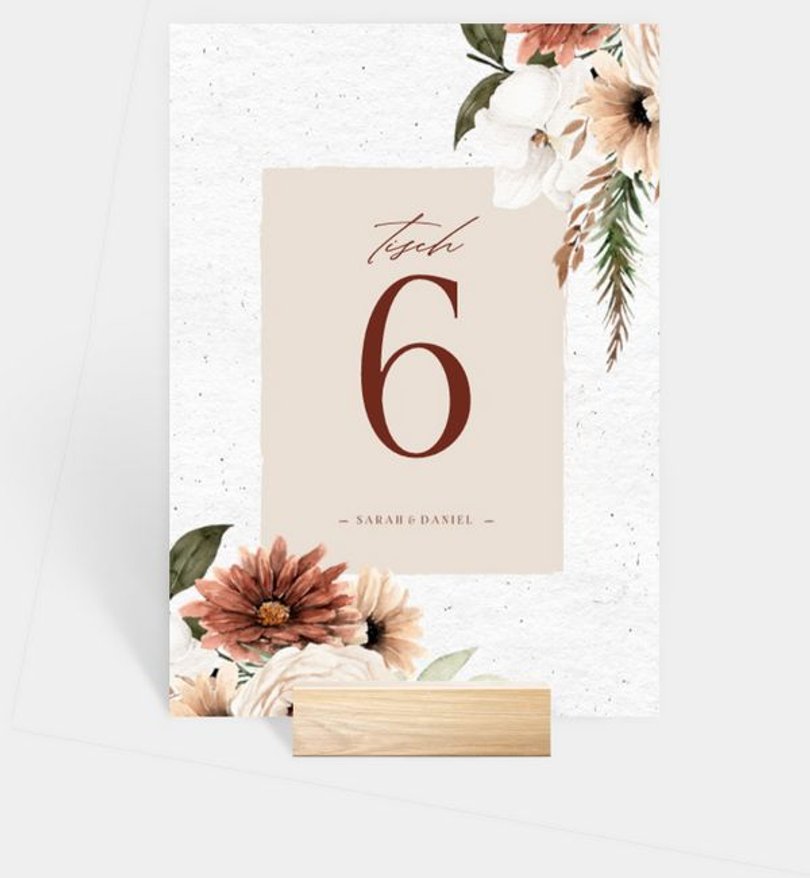 Tischnummer Hochzeit Tender Love
