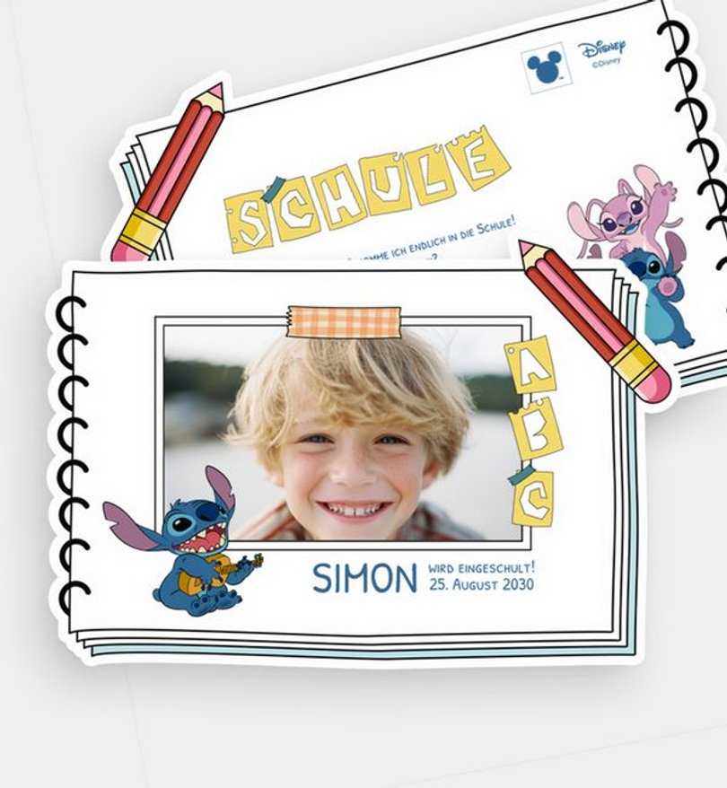 Einladungskarte Einschulung Stitch · Stitch's Notes