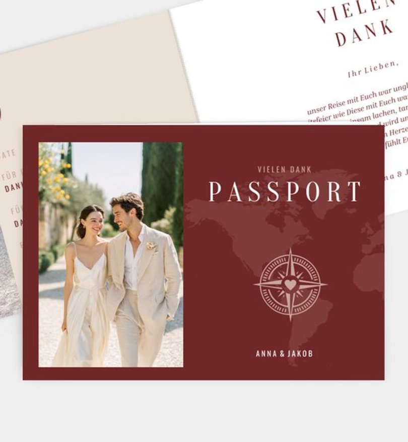 Dankeskarte Hochzeit Love Journey