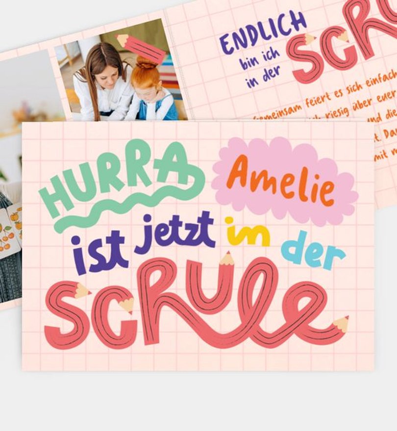 Dankeskarte Einschulung Funky Letters