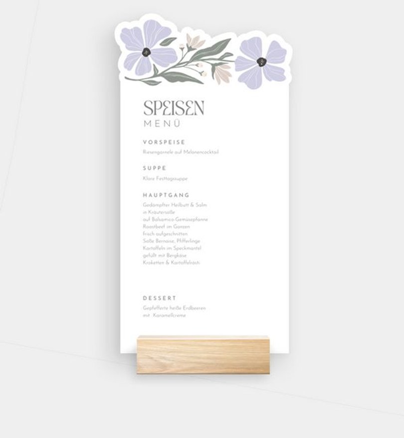 Menükarte Hochzeit Modern Floral