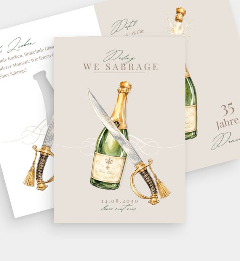 Einladungskarte Geburtstag Champagner Sabrage