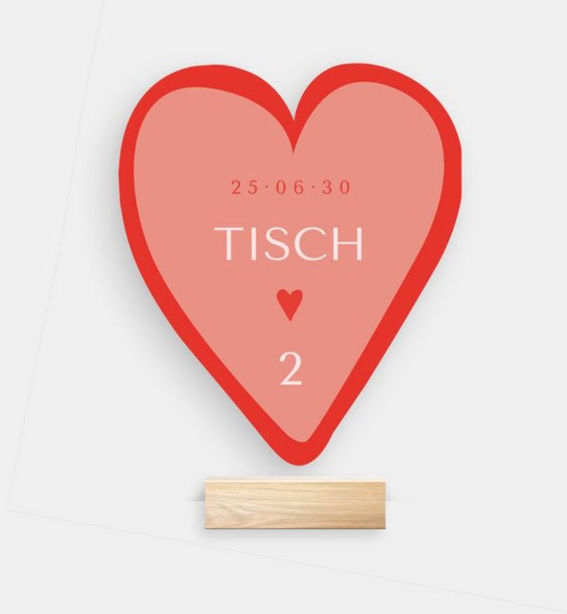 Tischnummer Hochzeit Red Love