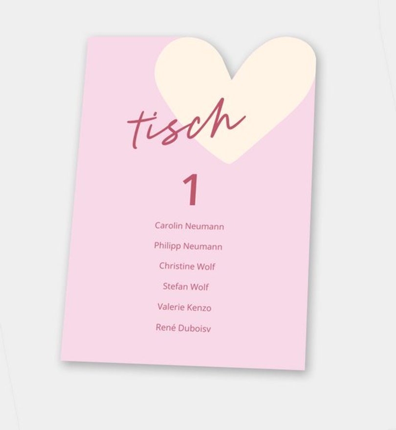 Gruppentischkarte Hochzeit Heart of Sweets