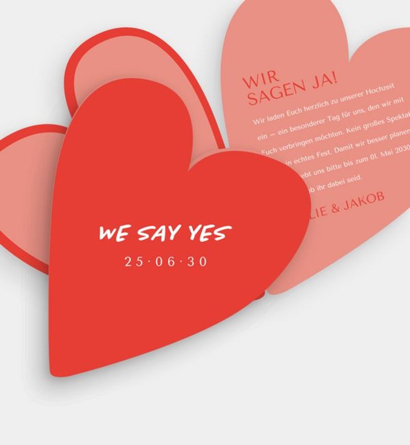 Einladungskarte Hochzeit Red Love