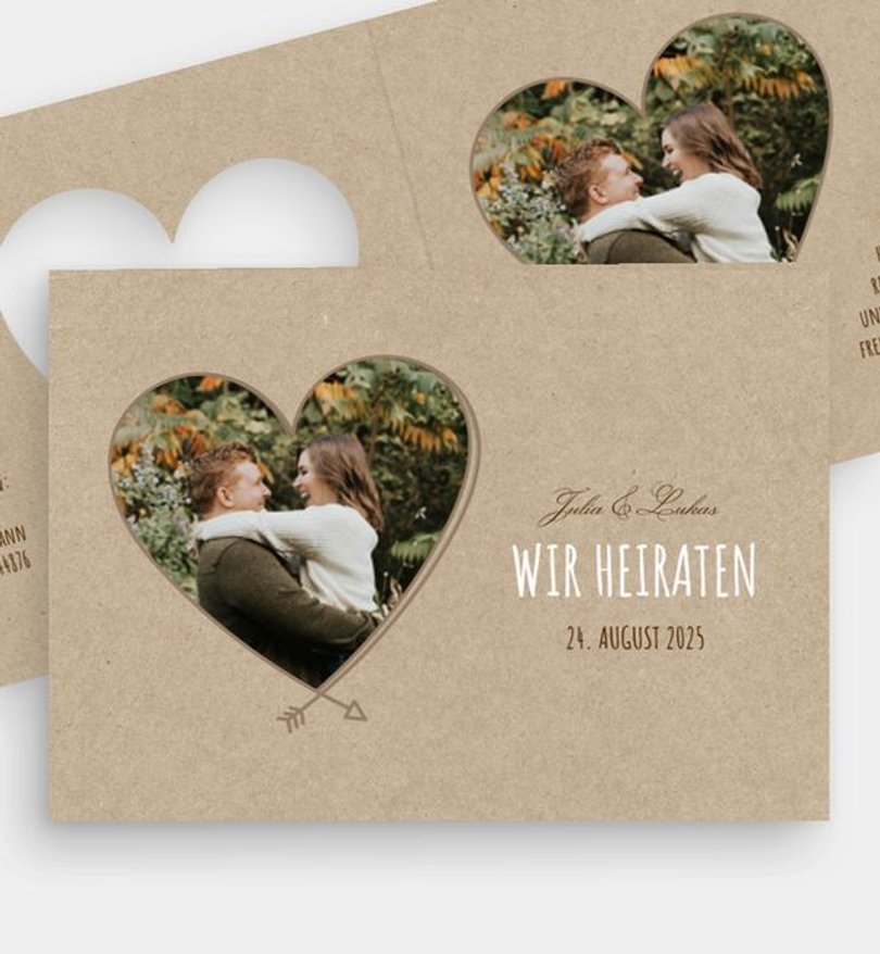 Einladungskarte Hochzeit Herzblatt