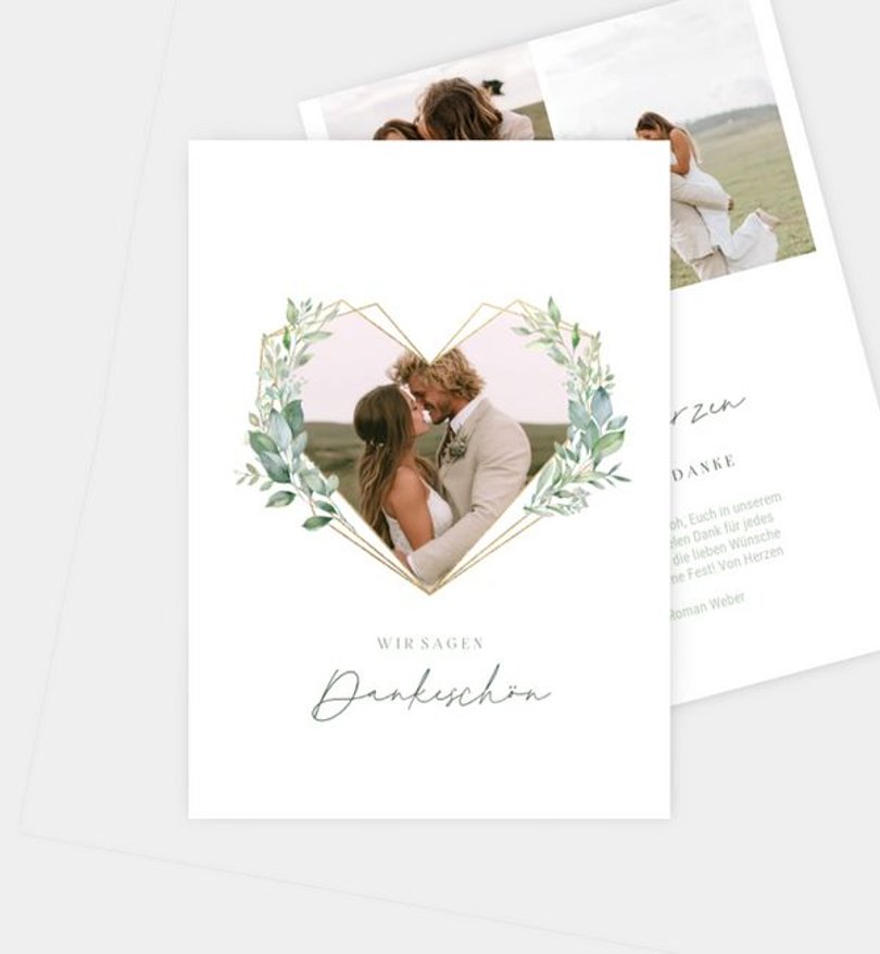 Dankeskarte Hochzeit Crystal Heart