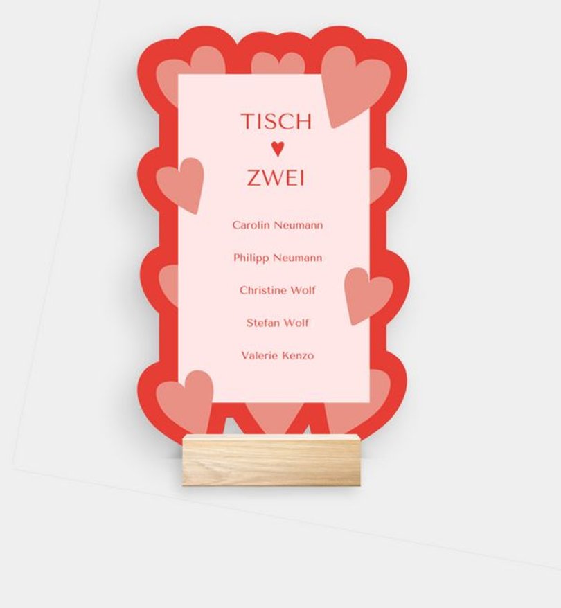 Gruppentischkarte Hochzeit Red Love
