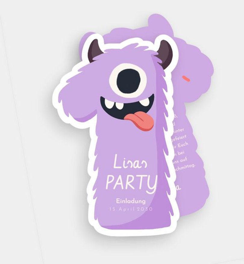 Einladungskarte Kindergeburtstag Monster Number