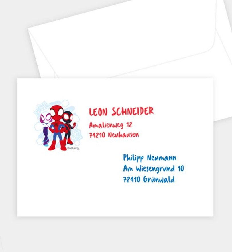 Briefumschlag Einschulung Spidey · Go Webbs!