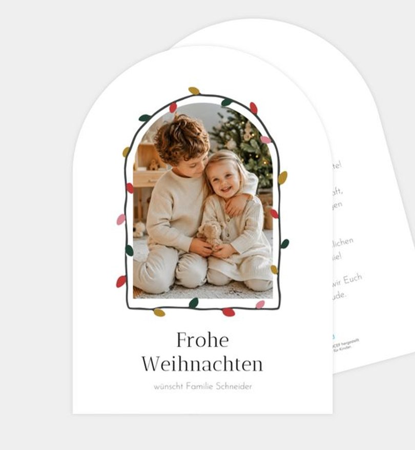 Weihnachtskarte Weihnachten/Privat Lichterkette · UNICEF