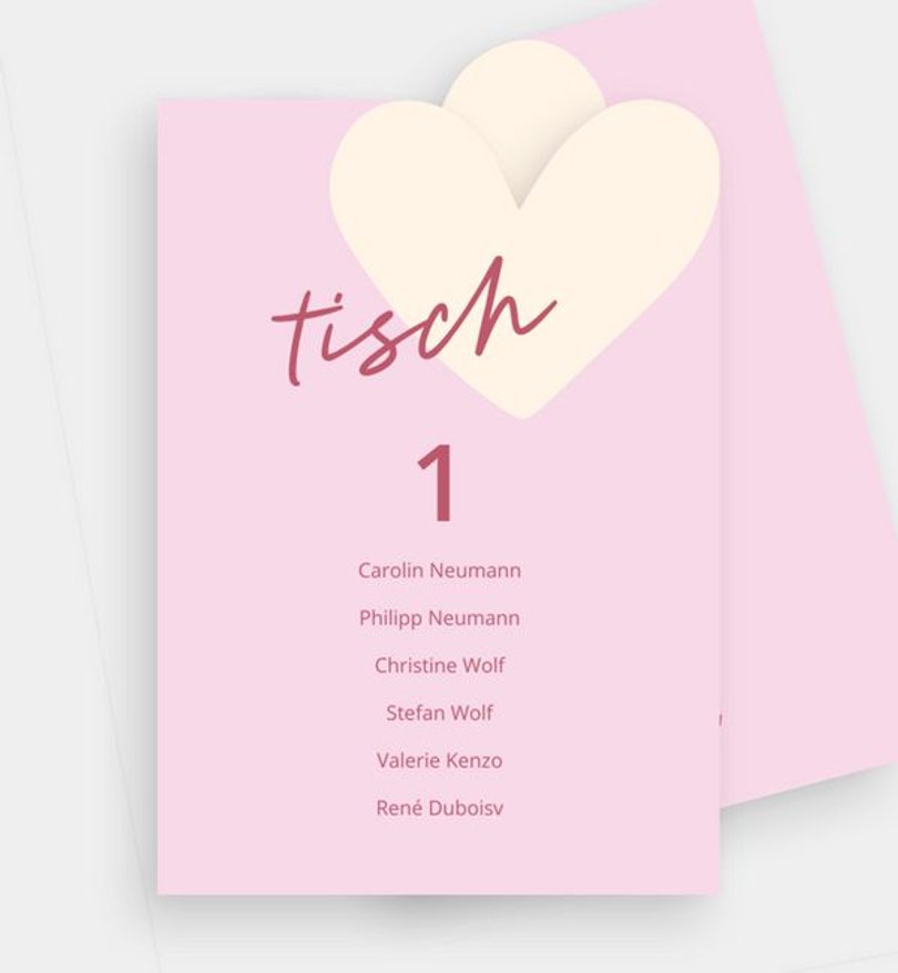 Gruppentischkarte Hochzeit Heart of Sweets