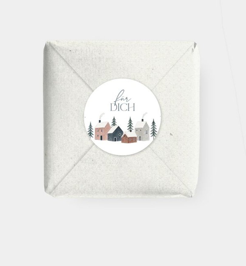 Geschenkaufkleber Geschäftlich Wintervillage