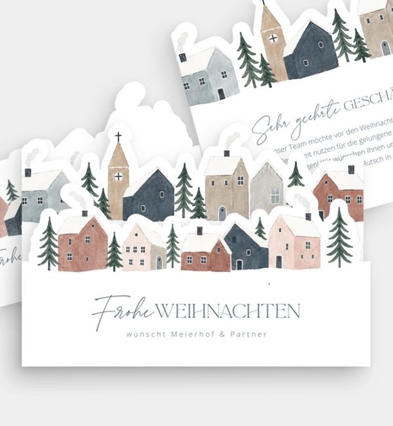 Weihnachtskarte Weihnachten geschäftlich Wintervillage