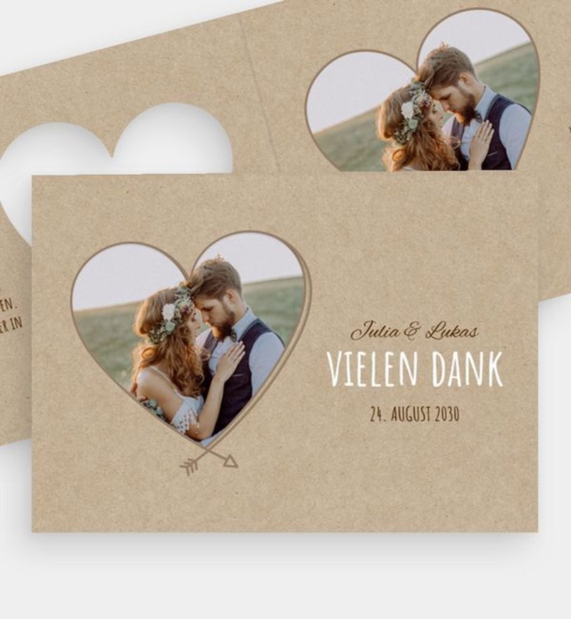 Dankeskarte Hochzeit Herzblatt