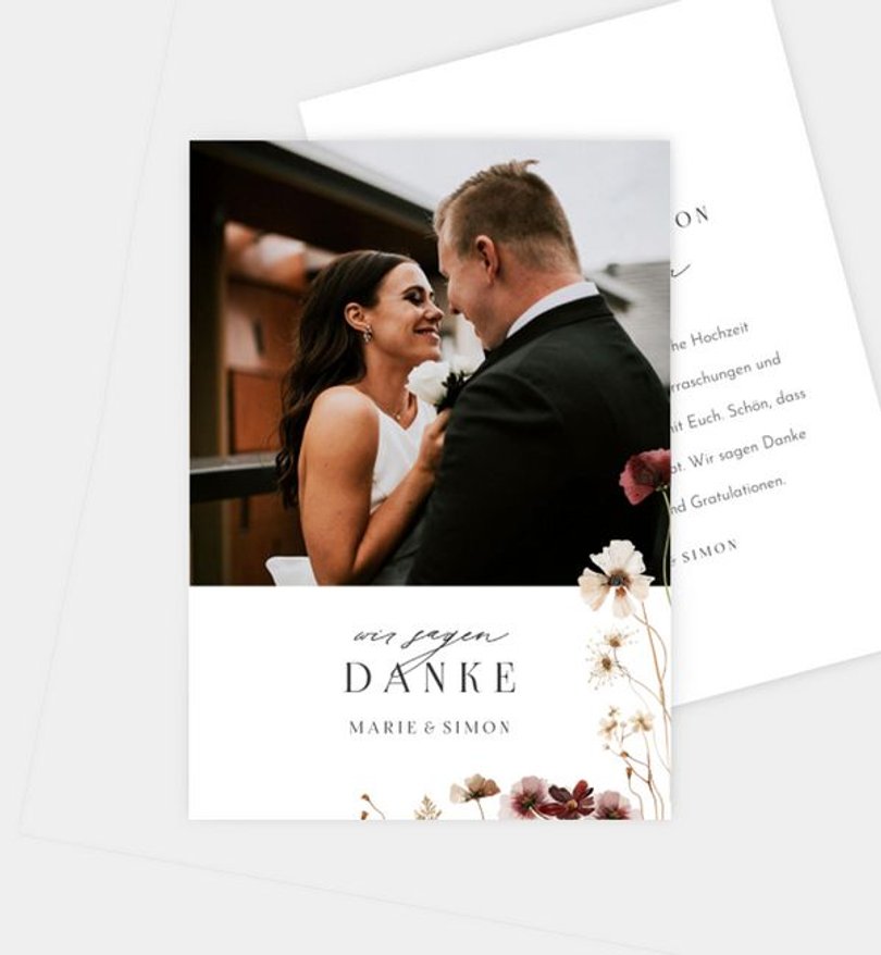 Dankeskarte Hochzeit Wild Flora