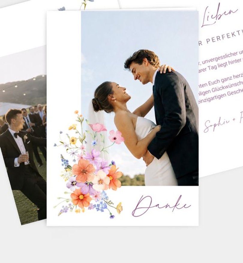 Dankeskarte Hochzeit Colourblocking