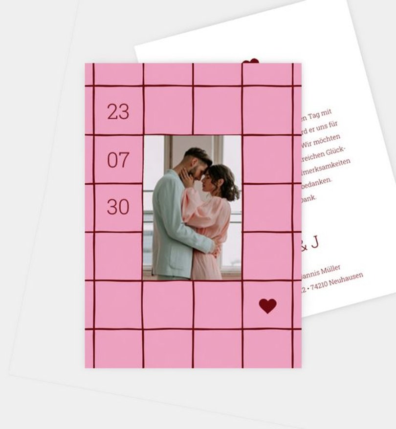 Dankeskarte Hochzeit Amour Grid
