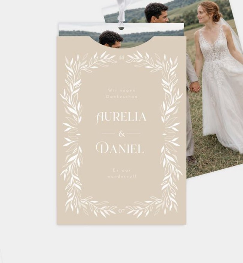 Dankeskarte Hochzeit Soft Leaves