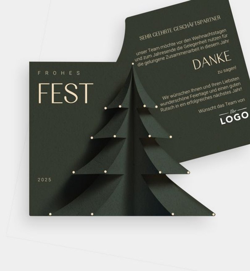Weihnachtskarte Weihnachten geschäftlich Papercut-Optik