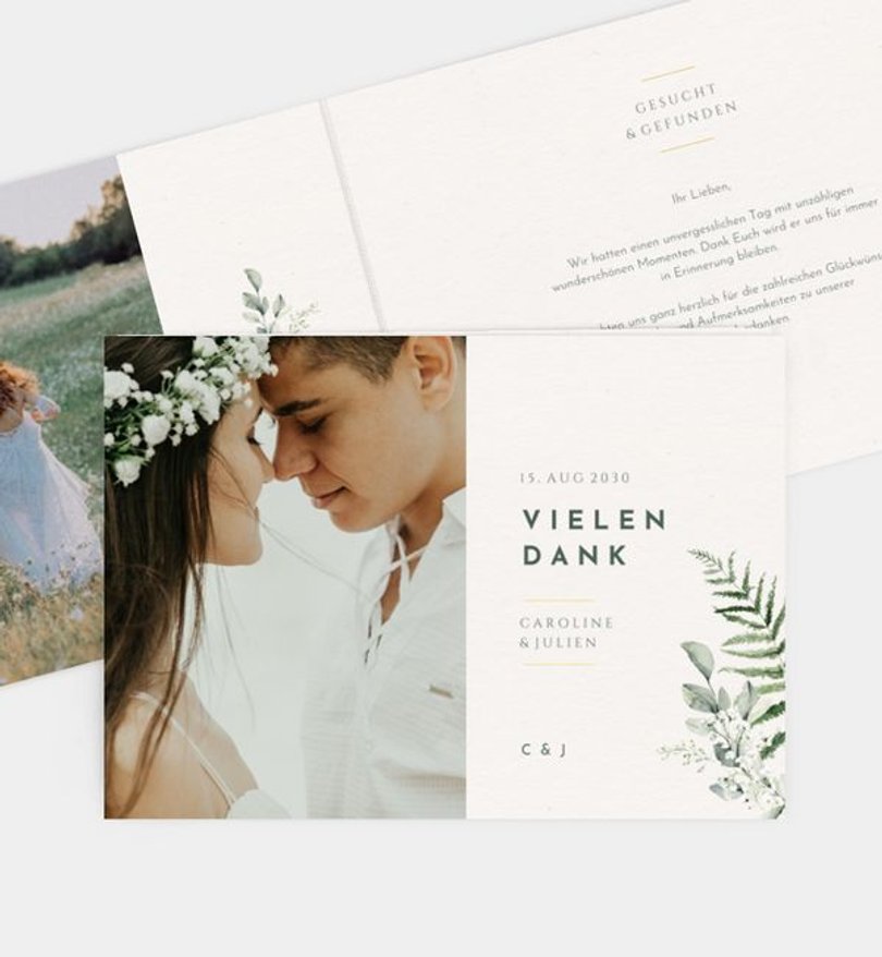 Dankeskarte Hochzeit Farn