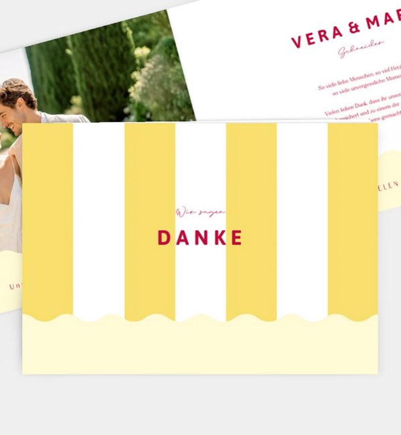 Dankeskarte Hochzeit Happy Stripes