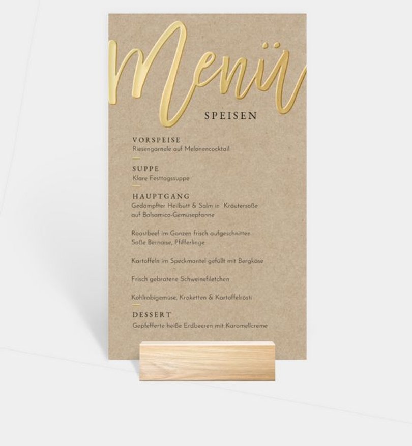 Menükarte Hochzeit Golden Dreams