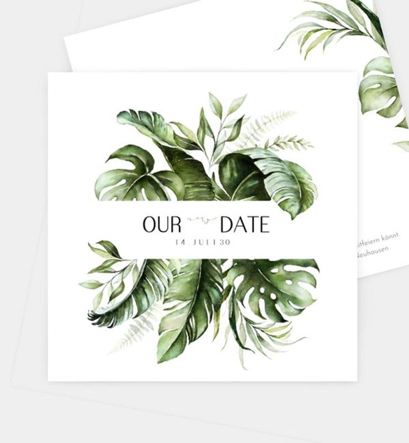 Change-The-Date Karte Hochzeit Jungle