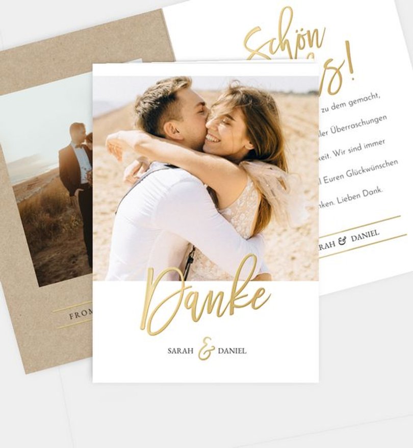 Dankeskarte Hochzeit Golden Dreams