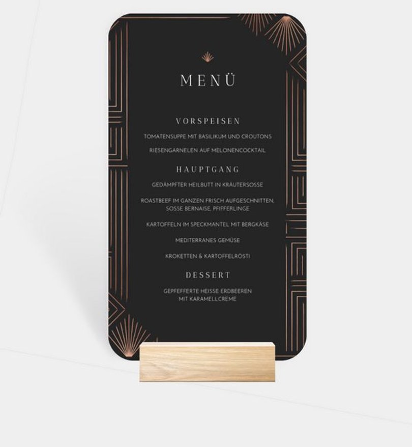 Menükarte Hochzeit Gatsby