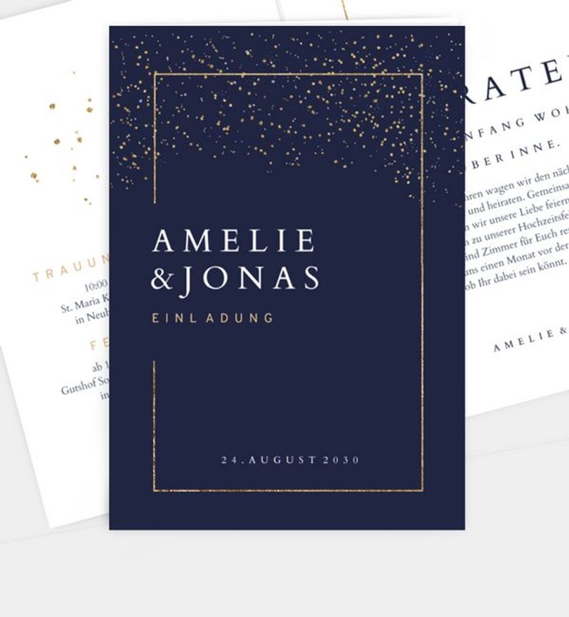 Einladungskarte Hochzeit Pieces of Gold